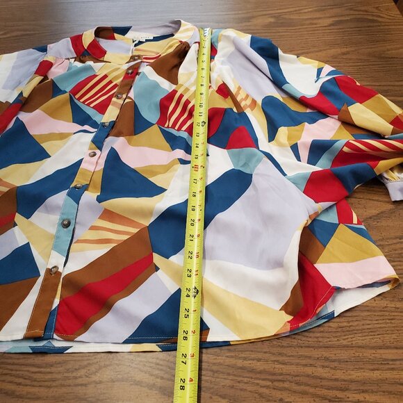 BNWT Jodifl Los Angeles  Multicolor Abstract Blouse- Size Large - Picture 6 of 8